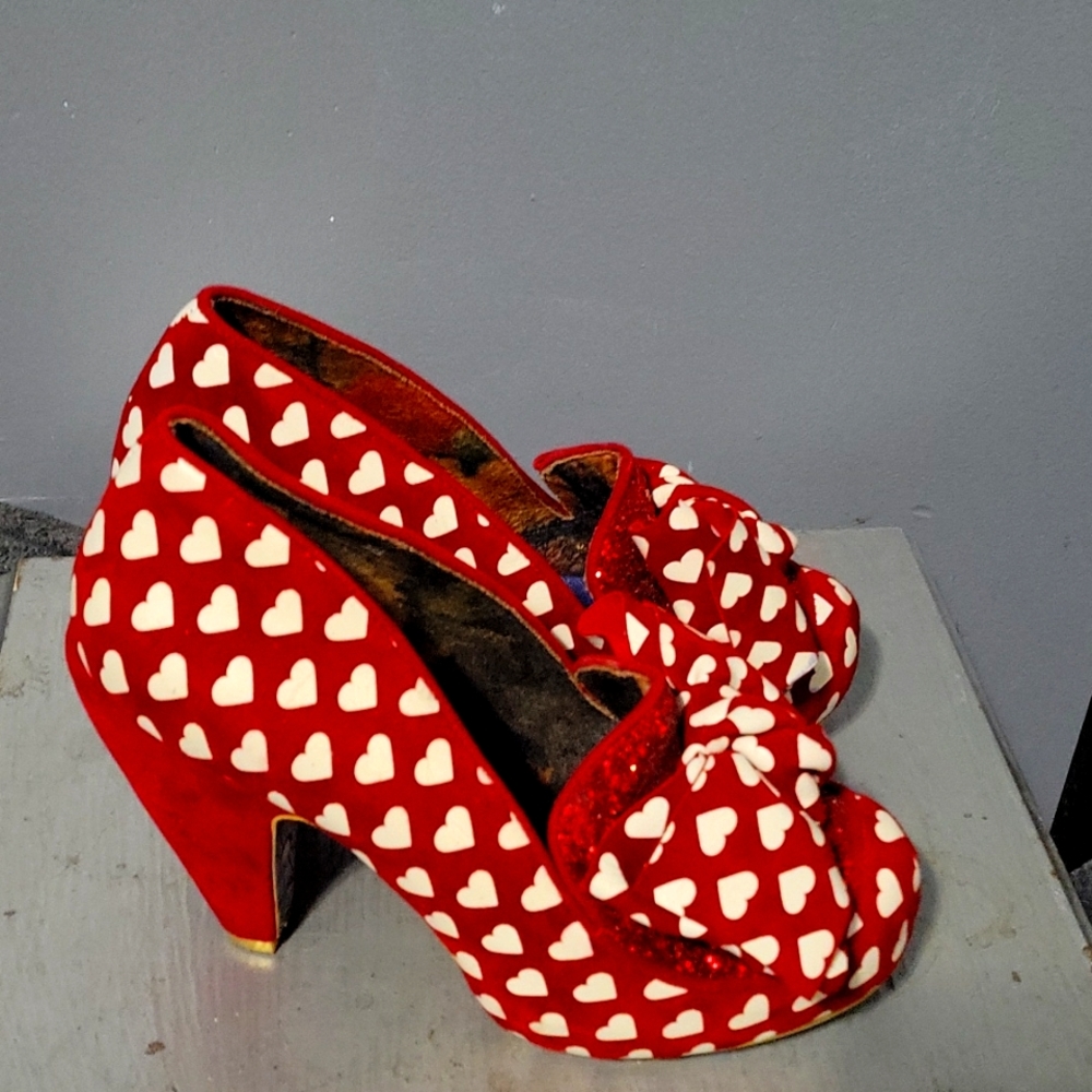 Red heart Irregular Choice heels